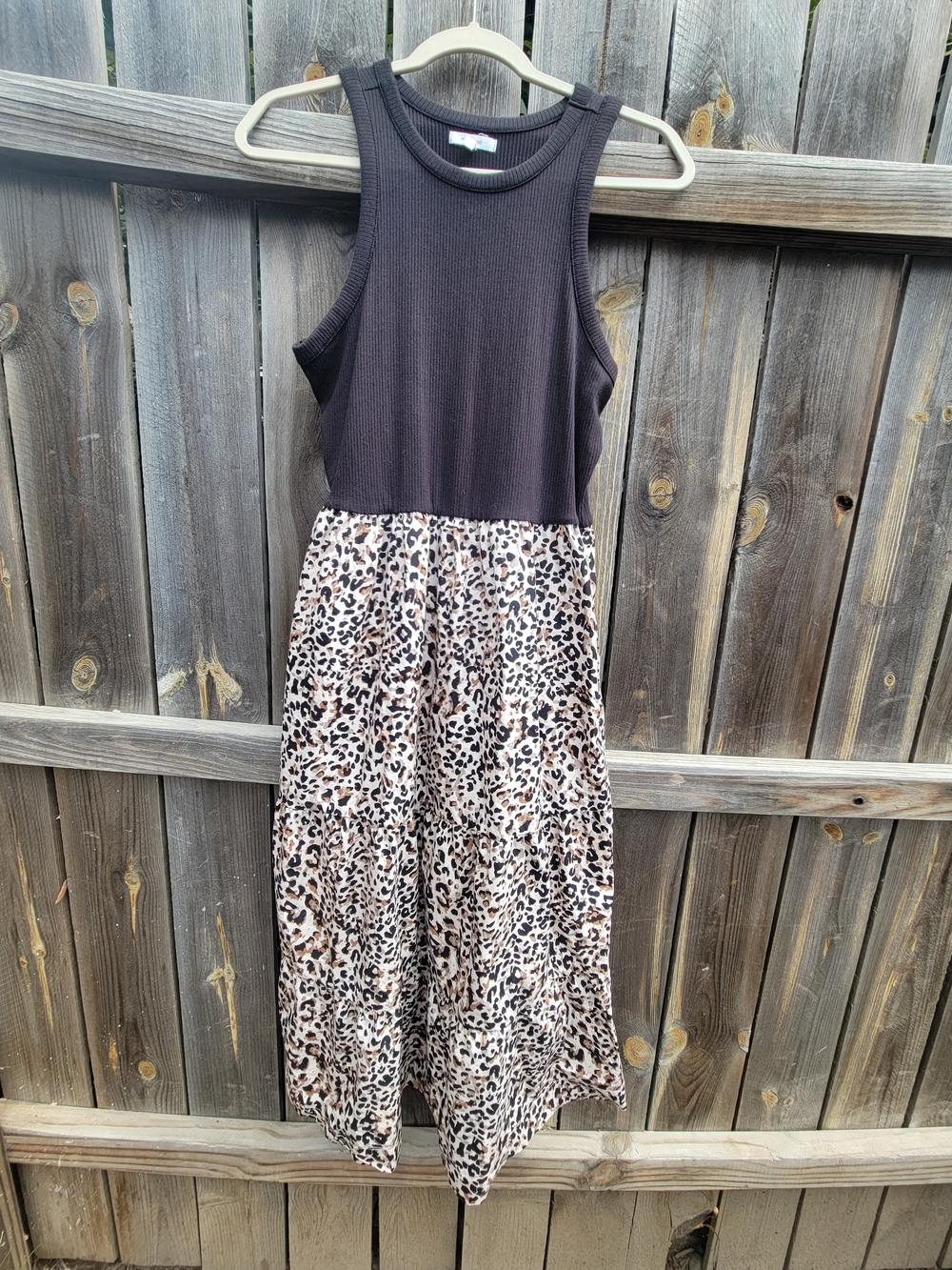 Maurices Mixed-Media Leopard Print Sleeveless Maxi Dress